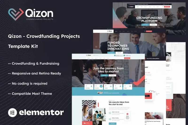 Qizon – Crowdfunding Projects Elementor Template