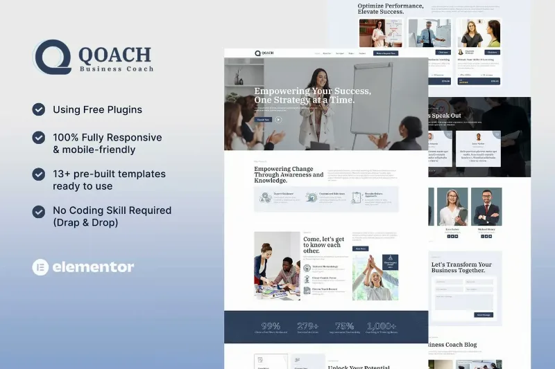 Qoach - Women's Business Coaching Elementor Template Kit