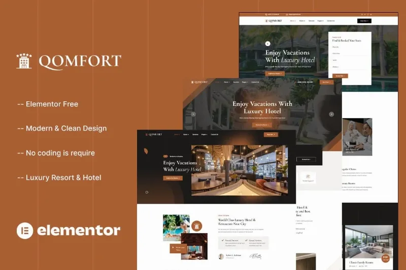 Qomfort – Hotel Booking Elementor Template