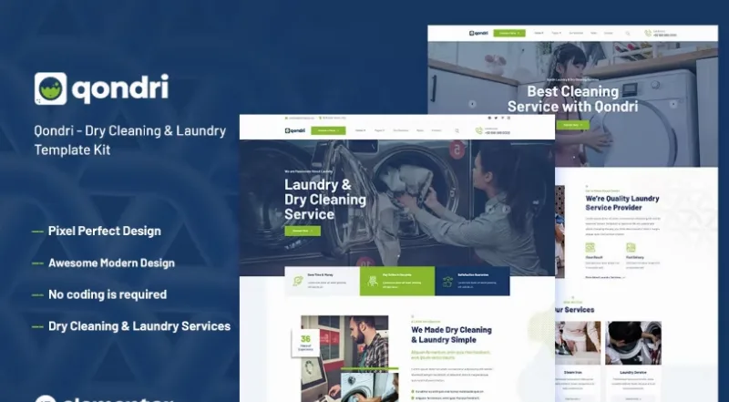 Qondri – Dry Cleaning & Laundry Elementor Template