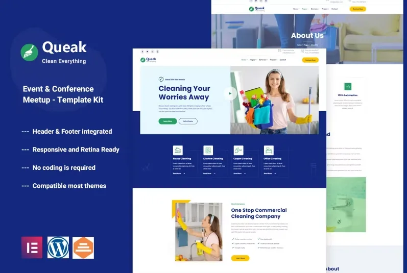 Queak – Cleaning Service Elementor Template