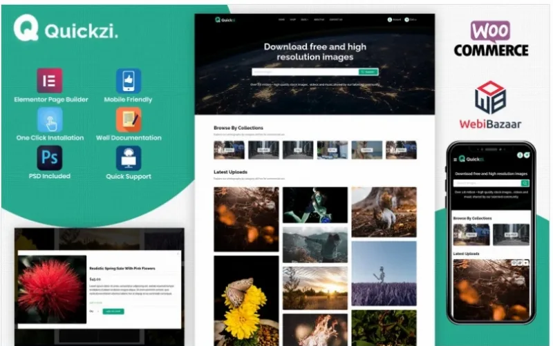 Quickzi – Creative Photography, Vectors & PSD Downloads WordPress Theme
