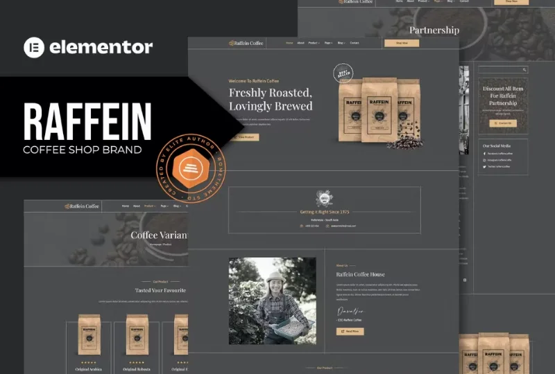 Raffein – Coffee Shop Brand Elementor Template