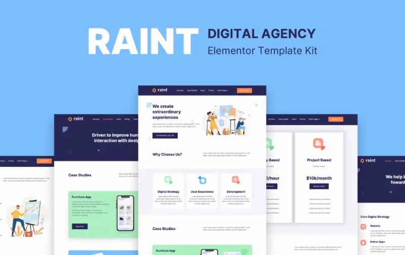 Raint – Digital Agency Elementor Template