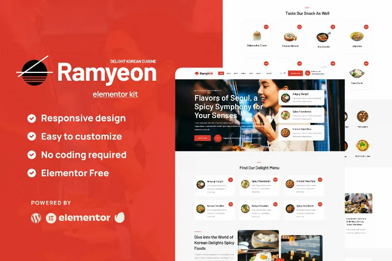 Ramyeon – Korean Restaurant Elementor Template