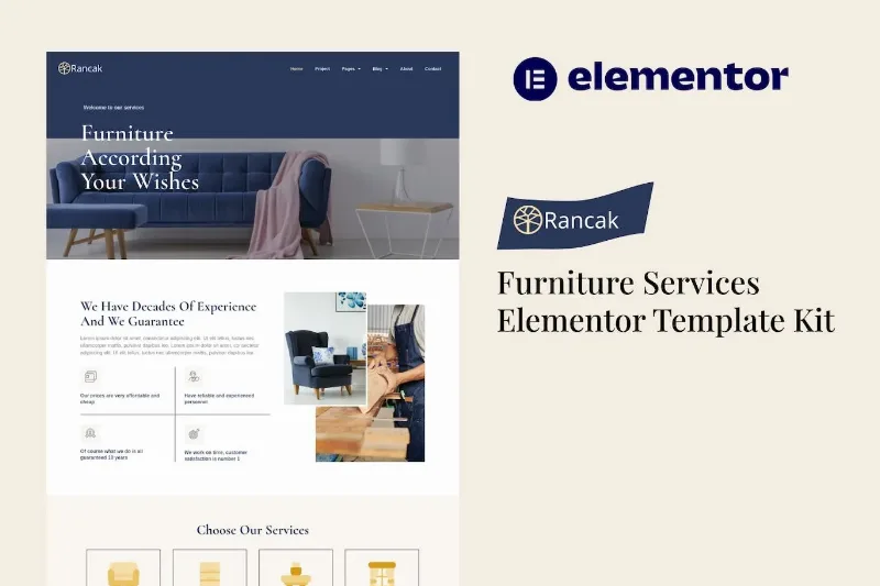Rancak – Furniture Services Elementor Template