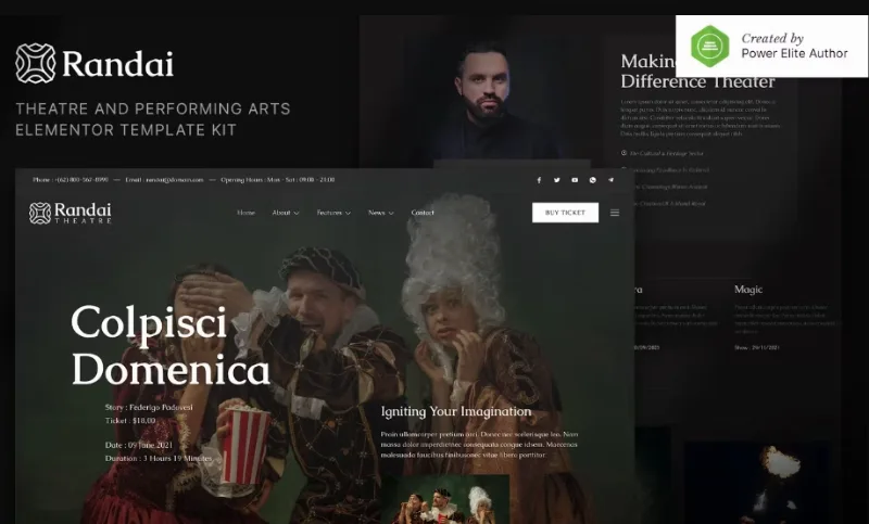 Randai – Theater Entertainment & Performing Arts Elementor Template