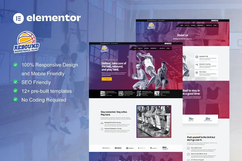Rebound – Basketball Team & Sport Club Elementor Template
