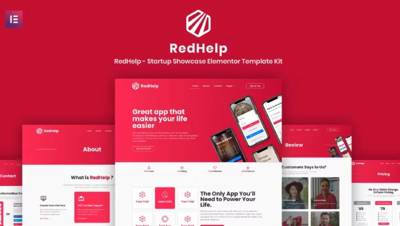 RedHelp – Startup Showcase Elementor Template