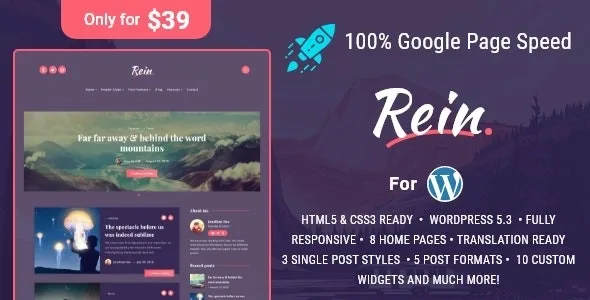 Rein – Minimal Lightweight Dark Theme for WordPress