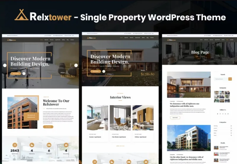 Relxtower – Single Property Elementor WordPress