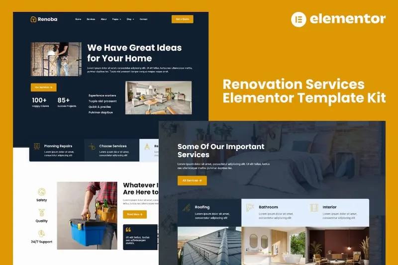 Renoba – Renovation Services Elementor Template