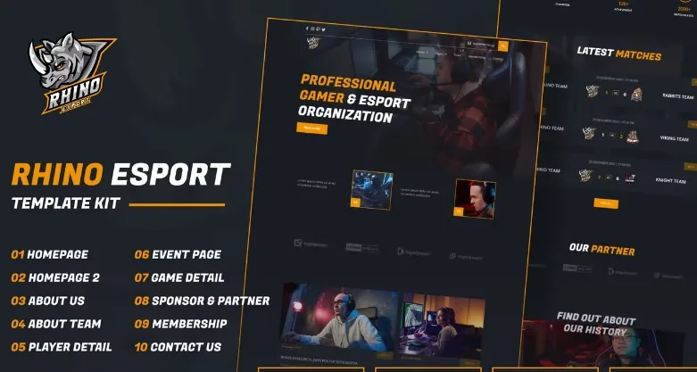 Rhino – Esports & Gaming Elementor Template