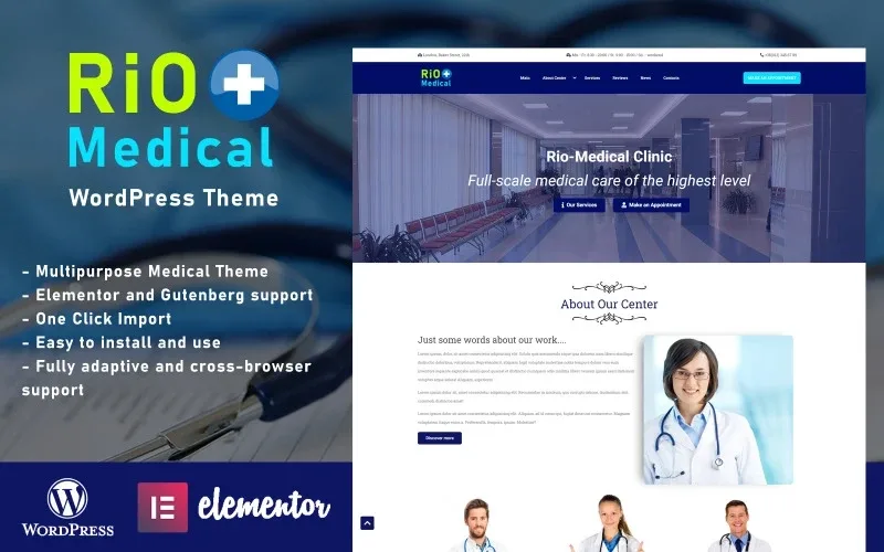 Rio-Medical – Medical Center Landing Page WordPress Theme