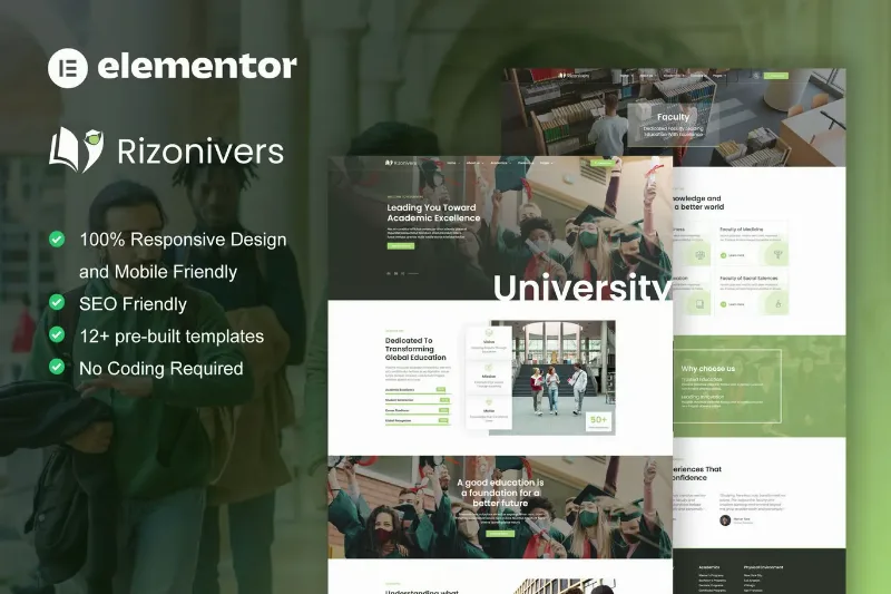 Rizonivers - University & School Elementor Template Kit