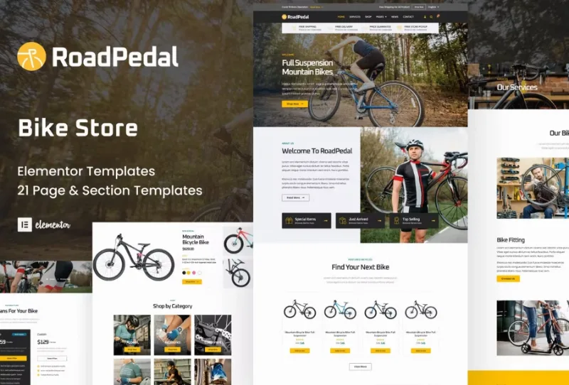 RoadPedal – Bicycle Store Elementor Template