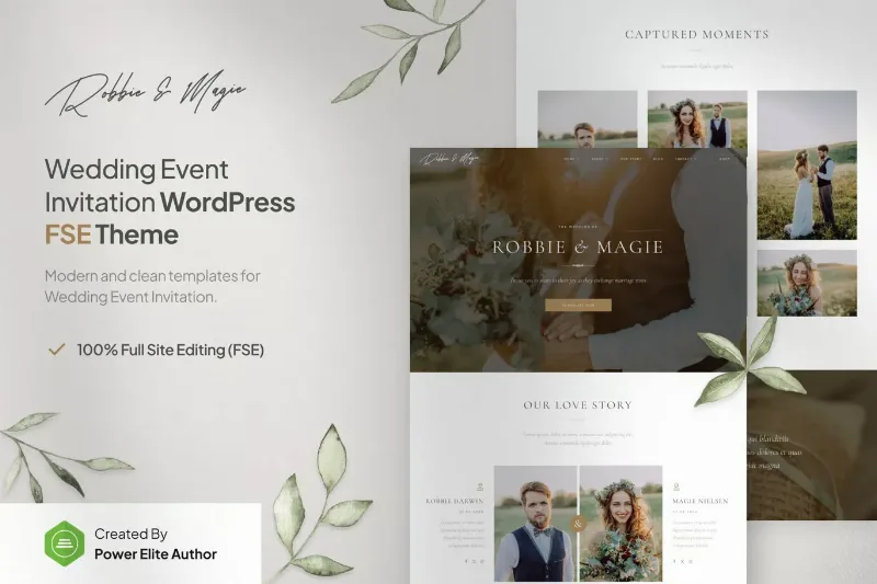 Robbie & Magie – Wedding Event Invitation WP Theme
