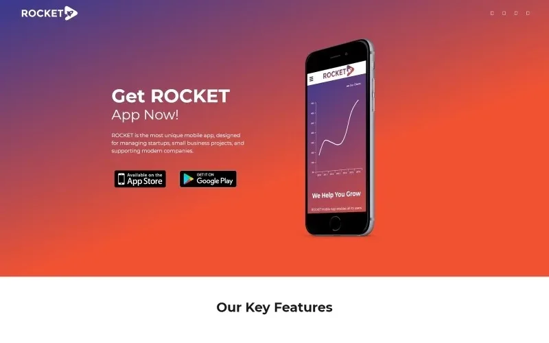Rocket – Mobile App Landing Page WordPress Theme
