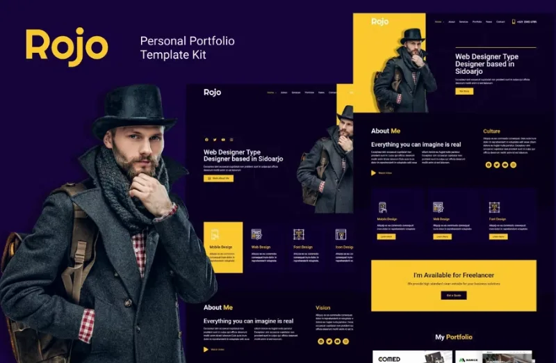 Rojo – Personal Portfolio Elementor Template