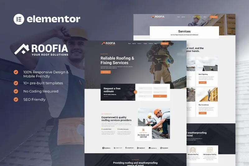 Roofia – Roofing Services Elementor Template