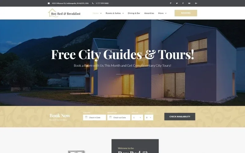 Roy Bed & Breakfast – Small Hotel WordPress Theme
