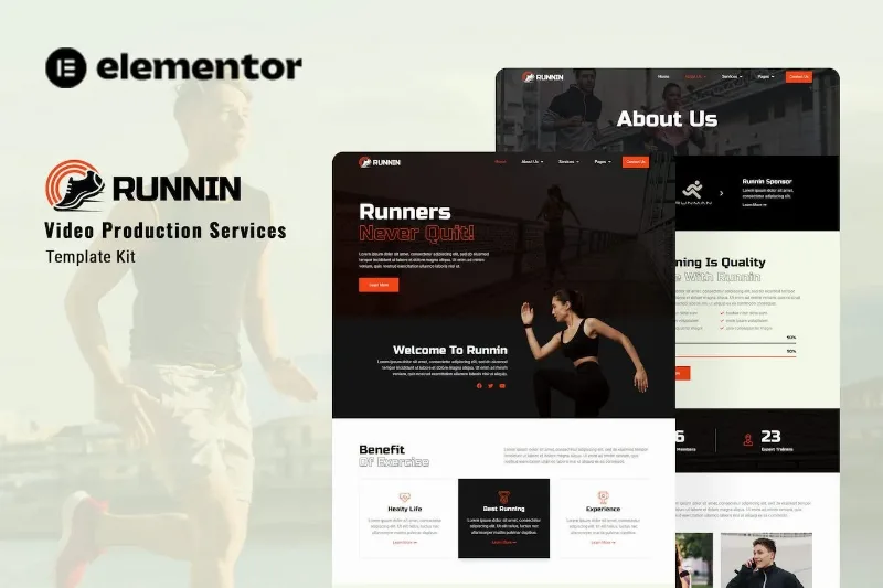 Runnin – Video Production Service Elementor Template