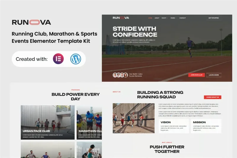 Runova - Marathon & Sports Events Running Club Elementor Template Kit
