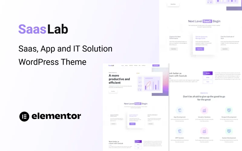 SaasLab – SaaS, App and IT Solution One Page WordPress Theme
