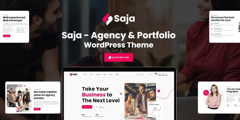 Saja – Minimal Agency & Portfolio WordPress Theme + RTL