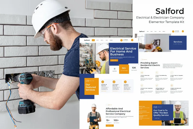 Salford – Electrical & Electrician Service Company Elementor Pro Template