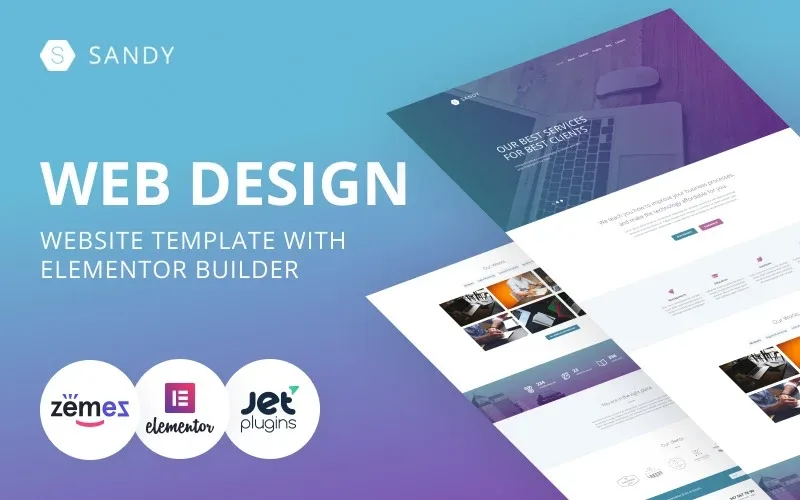 Sandy – Web Design Website Template with Elementor Builder WordPress Theme