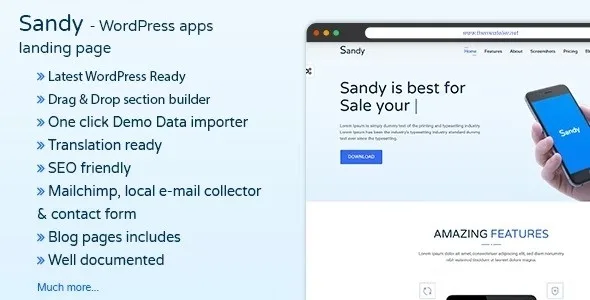 SANDYWP – Apps Landing Page WordPress Theme