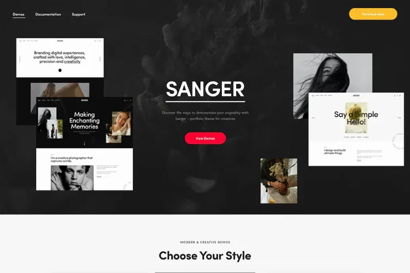 Sanger – Personal Portfolio for Creatives WordPress Theme