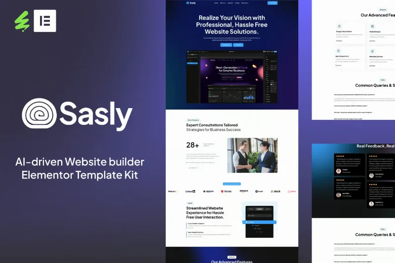 Sasly - AI-driven Website Builder Elementor Template Kit