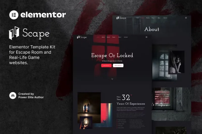 Scape – Real-Life Escape Room Game Elementor Template