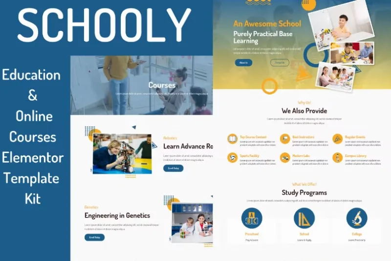 Schooly – Education & Online Courses Elementor Template