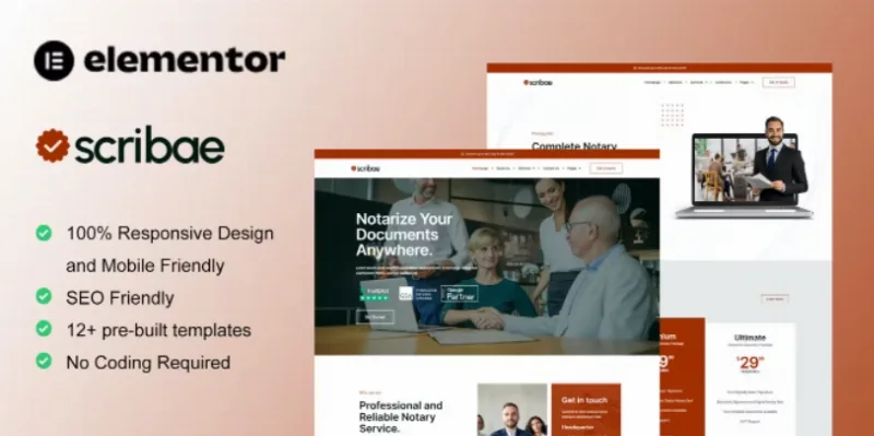 Scribae – Notary & Legal Service Elementor Template