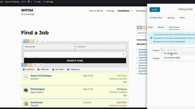 Search and Filtering for WP Job Manager