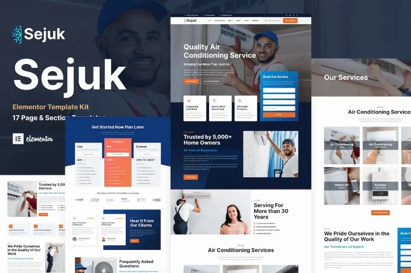 Sejuk – Air Conditioner & HVAC Repair Service Elementor Pro Template
