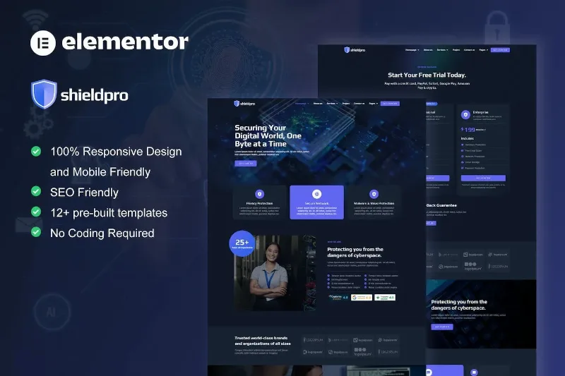 Shieldpro – Cyber Security Services Elementor Pro Template