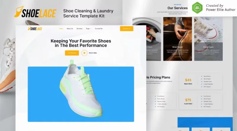 Shoelace – Shoes Cleaning & Laundry Service Elementor Template