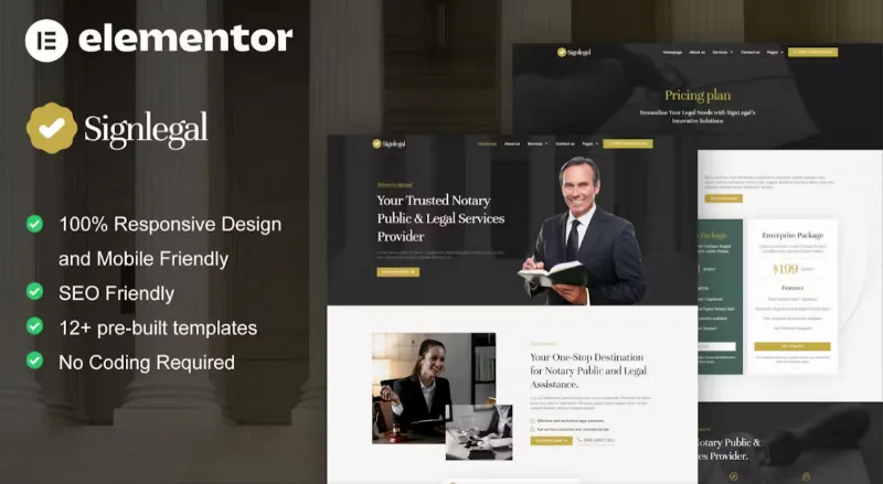 SignLegal – Notary Public & Legal Services Elementor Pro Template