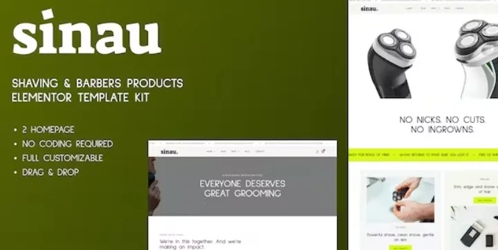 Sinau – Shaving & Barbers Products Elementor Template