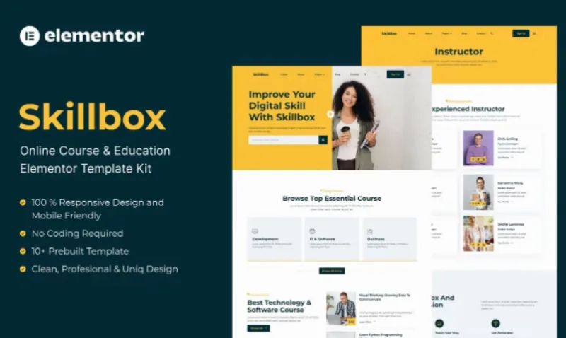 Skillbox – Online Course & Education Elementor Template