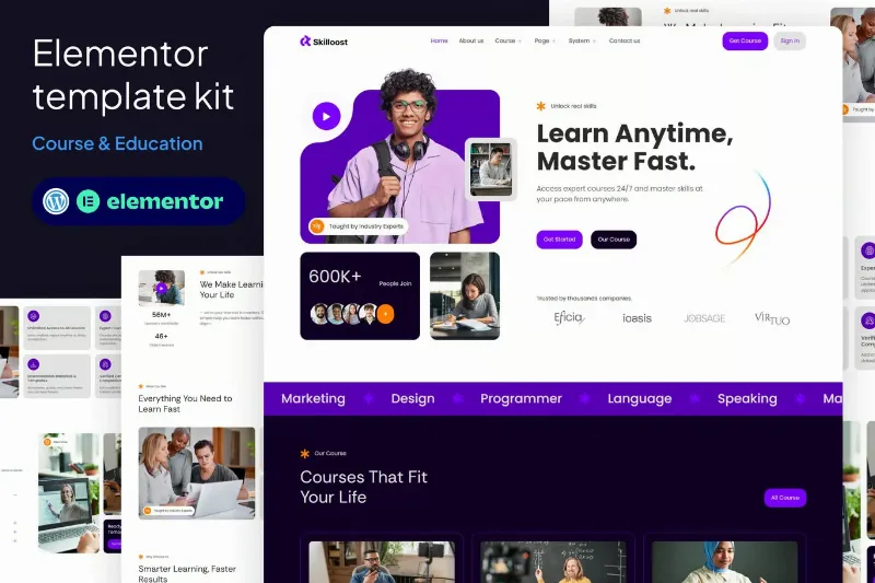 Skilloost - Ecourse & Education elementor Template kit