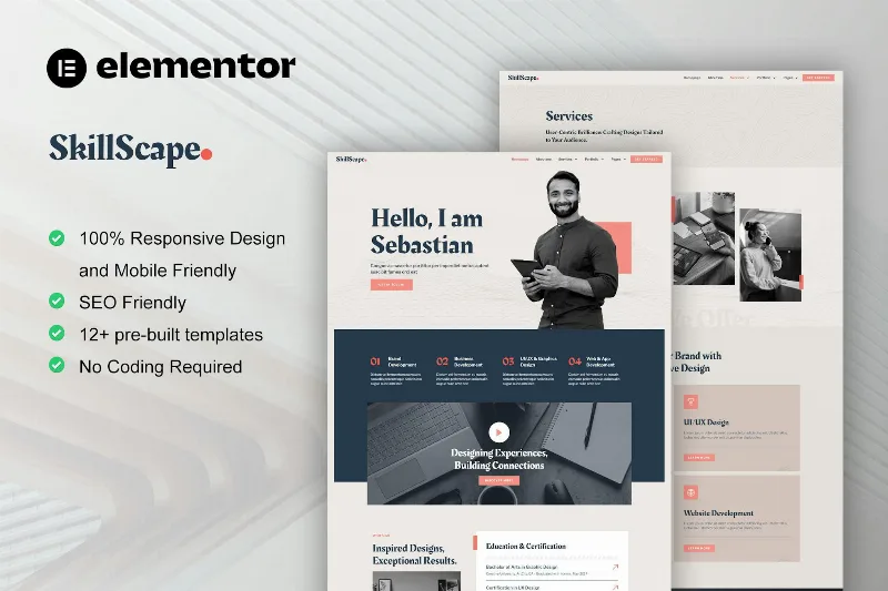 SkillScape – Creative Agency & Portfolio Elementor Template