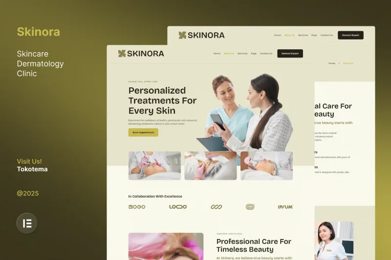 Skinora - Skincare Dermatology Clinic Website Elementor Template Kits