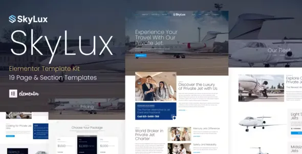 Skylux Private Jet Company Elementor Template Kit