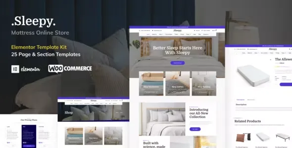 Sleepy Mattress and Bedding Elementor Template Kit