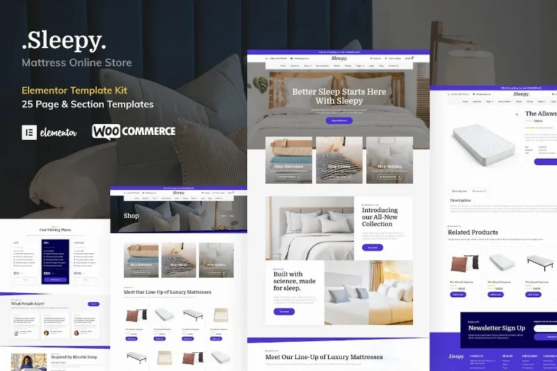 Sleepy – Mattress & Bedding Online Store Elementor Pro Template